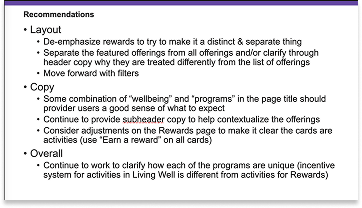 User testing results